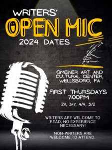 Check out the 2024 Writer's Open Mic Nights at the Gmeiner Art & Cultural Center in Wellsboro, PA! 